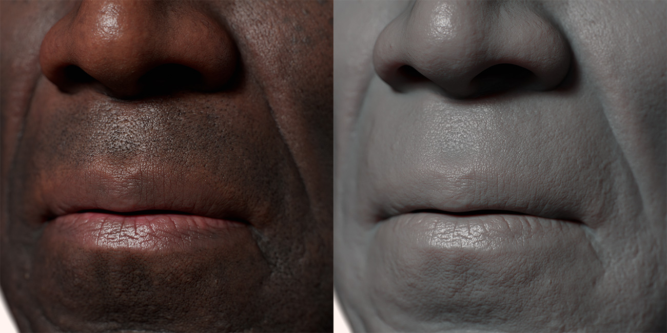 Male head scan skin pore details 